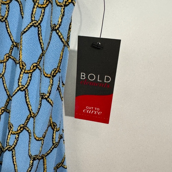 BOLD Elements Women’s Size Large Blue Rope Print Sleeveless Twist Front Top New - Picture 3 of 6